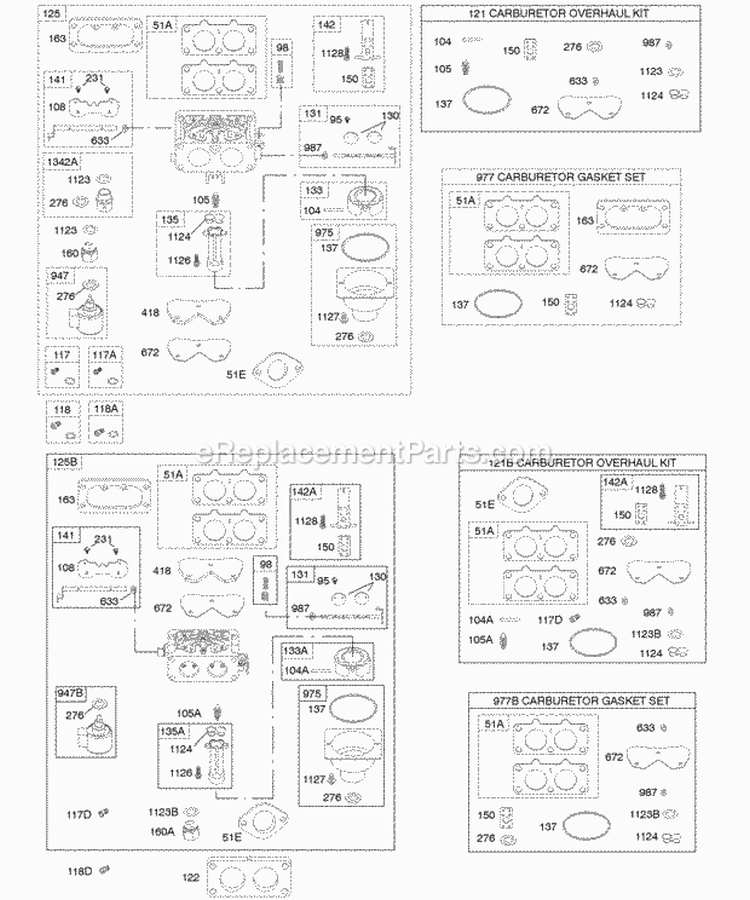 Carburetor Kit - Carburetor Overhaul Diagram and Parts List for 405777-0112-E1  Briggs and Stratton Engine